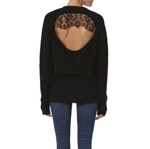 A.L.C. wool cashmere Peter Cut out lace back sweater in black and size small